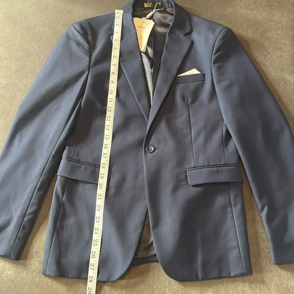 Men’s Dark Blue 2 Piece Formal Suit Notched Lapel Size 34 Jacket 31 Pants NEW